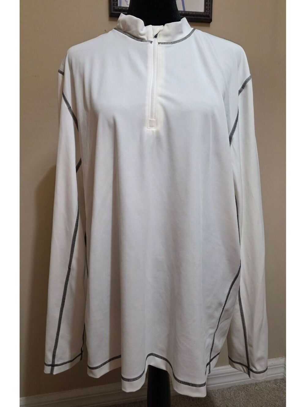 Lands' End Men's XL white Long Sleeve Nylon Spandex Zip-Up Top